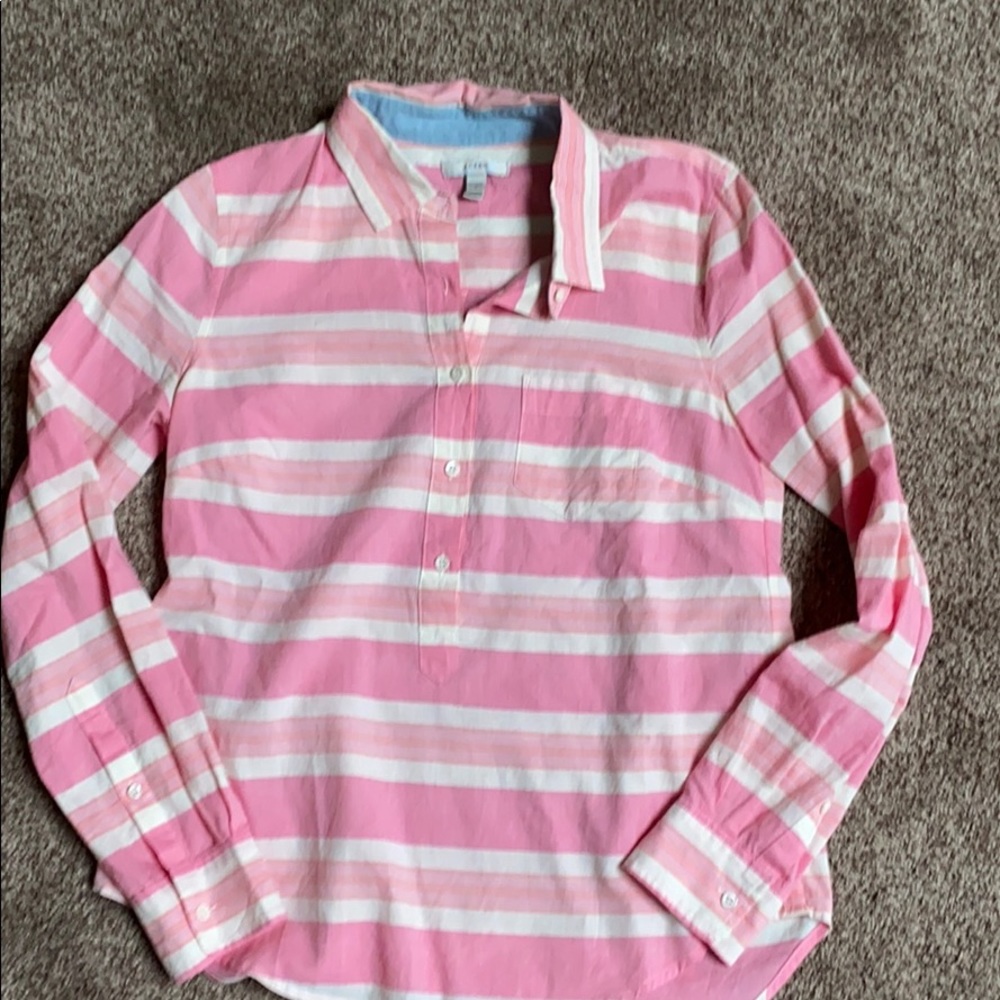 Jcrew pink and white stripes quartet button up